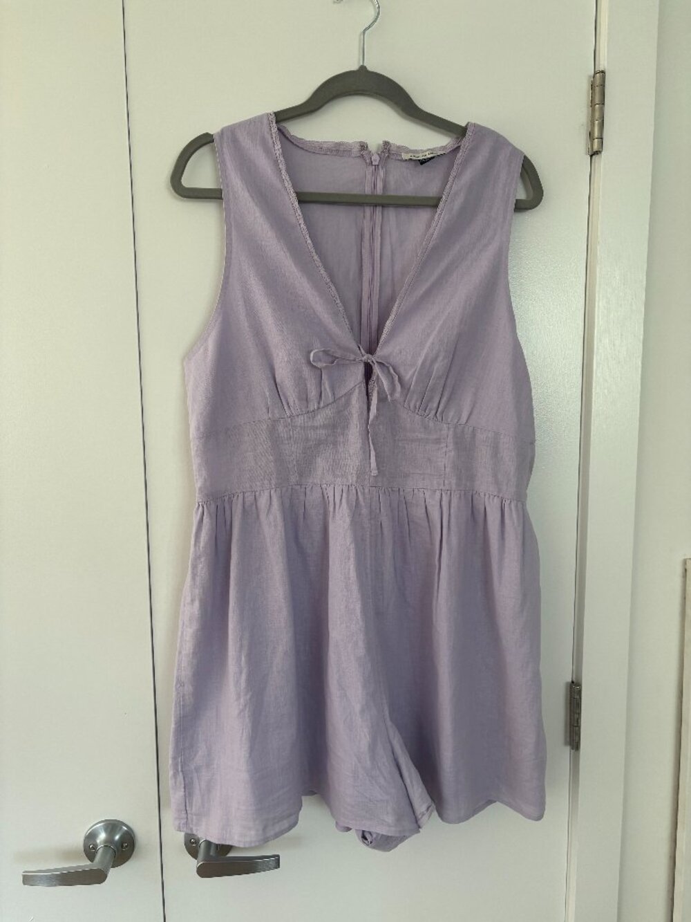Lavender Cotton and Linen Romper - Picture 1 of 3